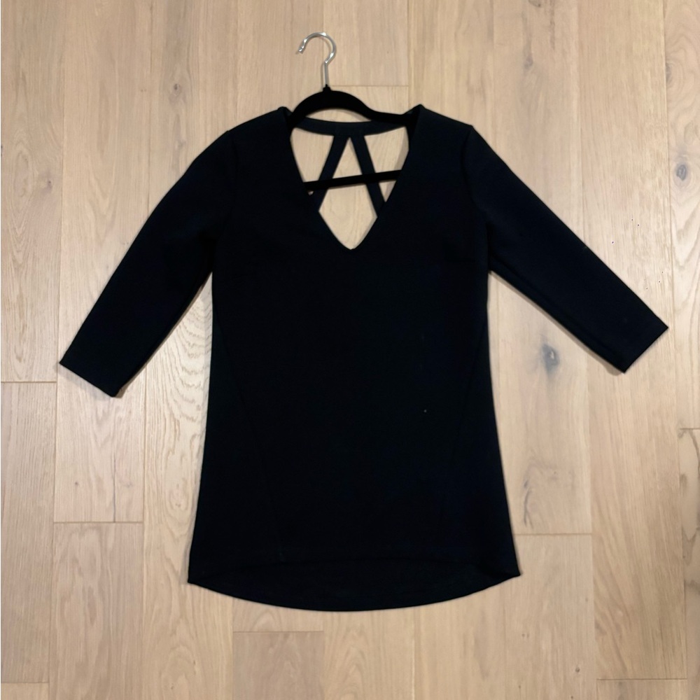 Dynamite Black V-Neck Top with Strappy Detail